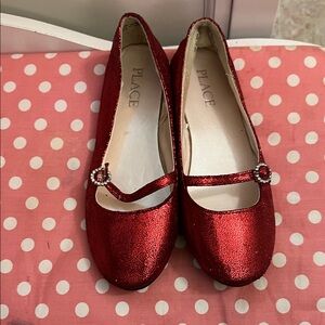 Children’s Place Kids Glittery Red Mary Jane Shoes size 13